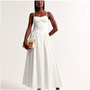 Abercrombie & Fitch Dipped Waist Sweetheart Midi Dress Size Large Tall NWT
